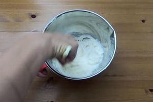 Mix water until no more lumps of dry flour